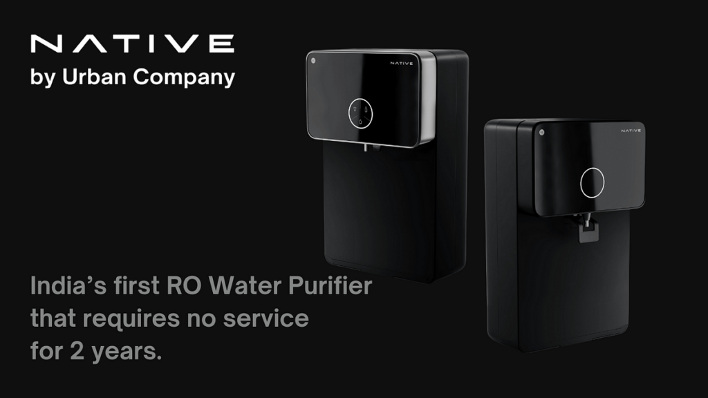 Urban Company's Native brand RO water purifier — India's first no-service-for-2-years RO (launched October 2023)