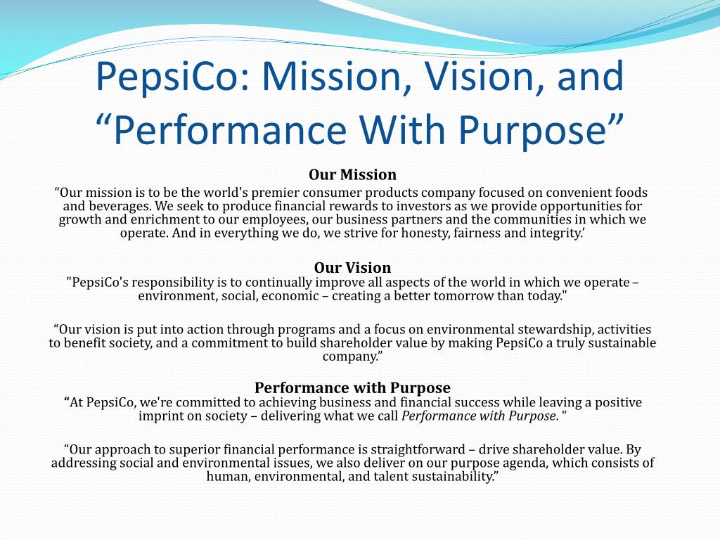 Pepsico's Performance with Purpose