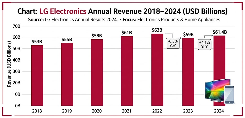 LG Electronics Annual Revenue (USD Billions)