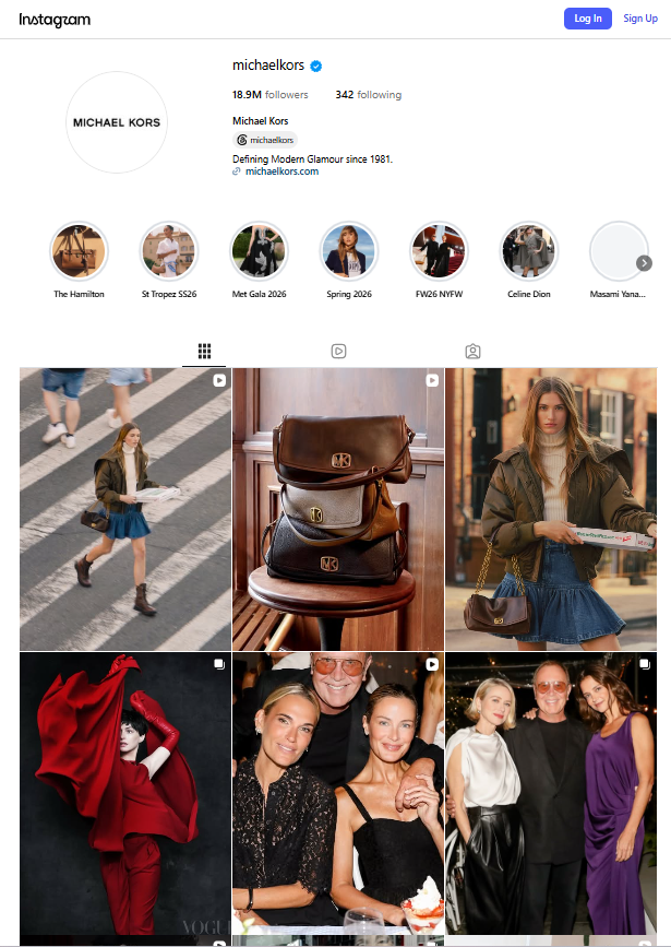 Michael Kors Instagram Page