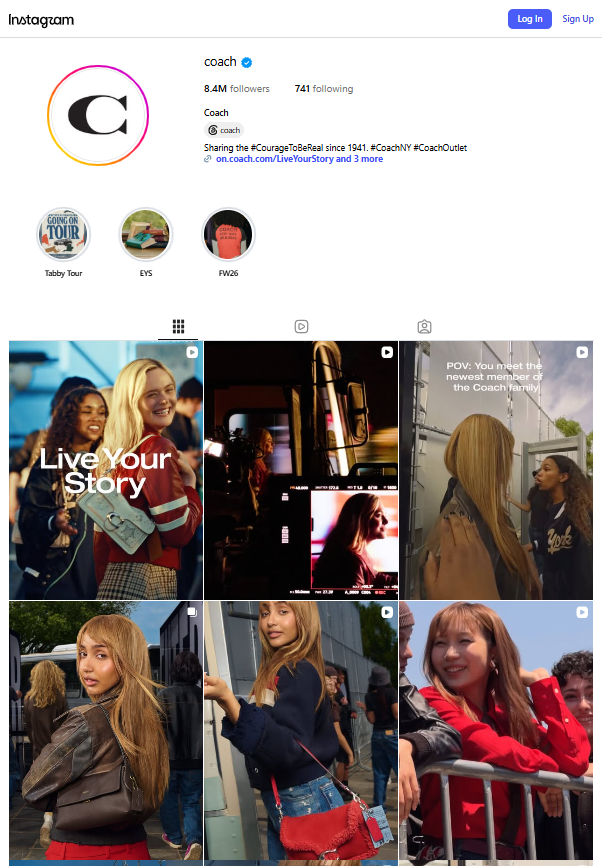 Coach's Instagram Profile