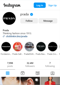 Prada boasts of over 32 million followers on Instagram