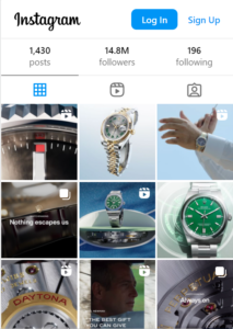 Social Media content of Rolex oozes pure Luxury