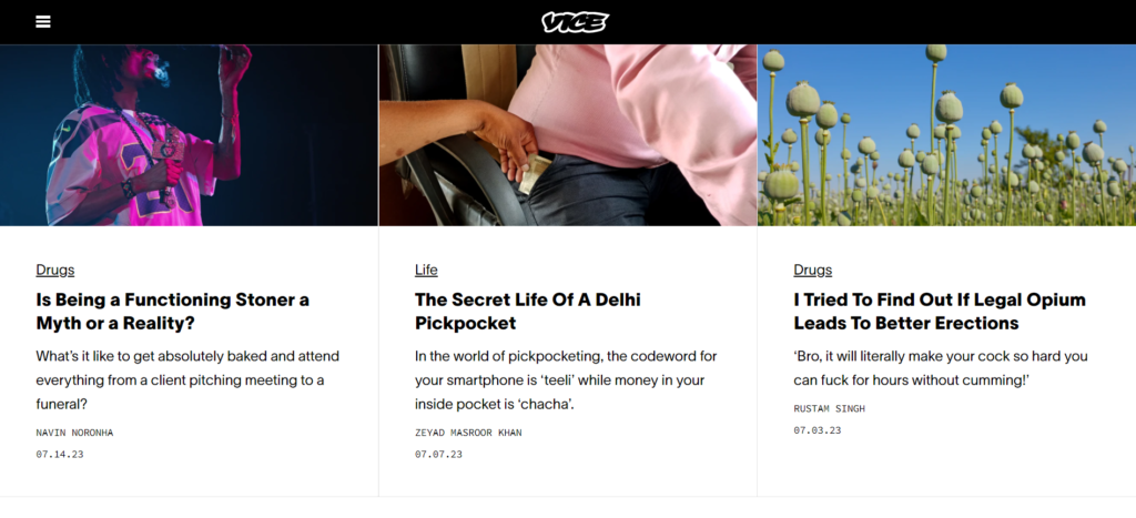 Vice.com Website | The Brand Hopper