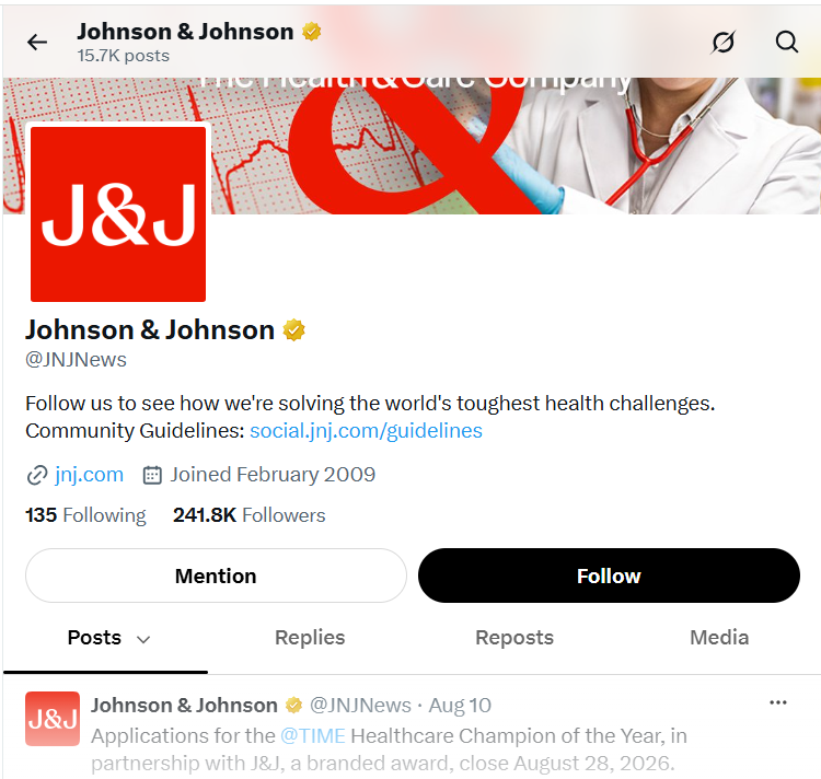 Johnson & Johnson on X