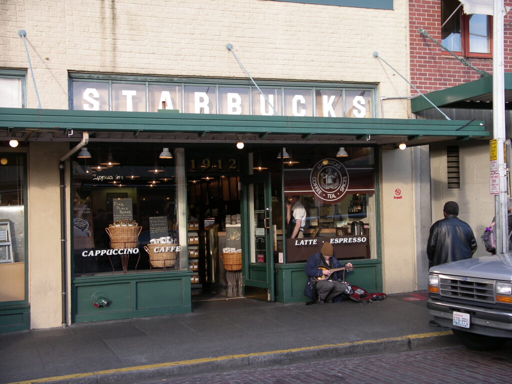 The original Starbucks store, situated at 2000 Western Avenue in Seattle