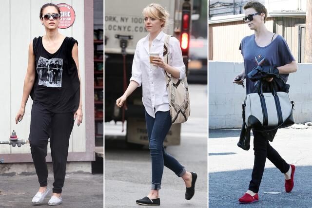Charlize Theron, Jessica Alba, and More Celebs sporting TOMS Shoes iconic slip ons