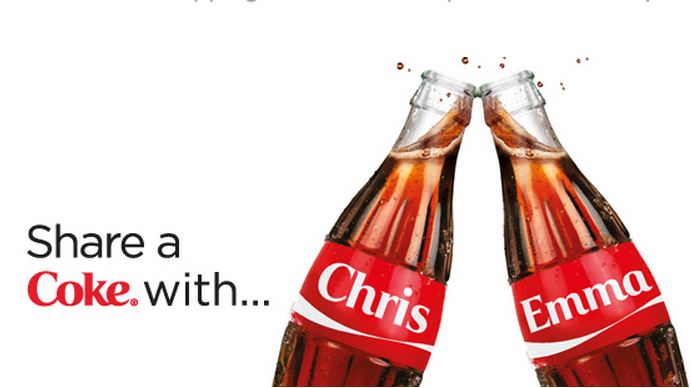 The iconic Share A Coke Campaign by Coca-Cola