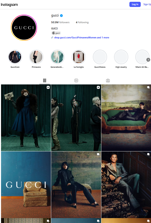 gucci instagram page
