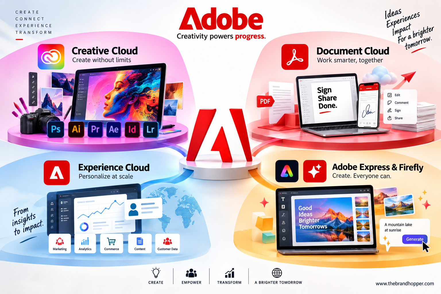 Adobe's three-cloud product architecture — serving creators, professionals, and enterprises
