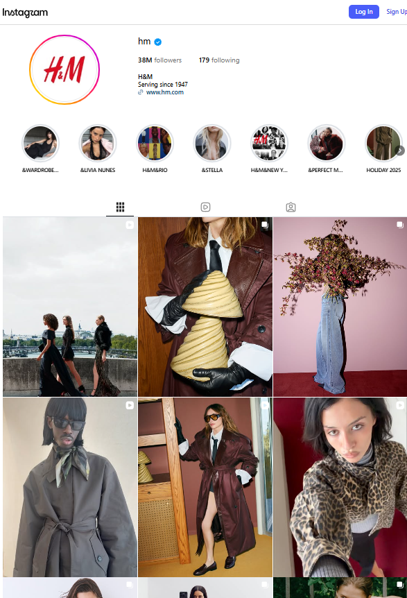 H&M Instagram Profile