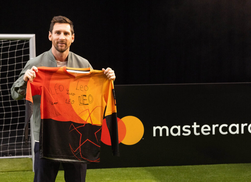 Lionel Messi unveils Mastercard's new UEFA Champions League mascot kit