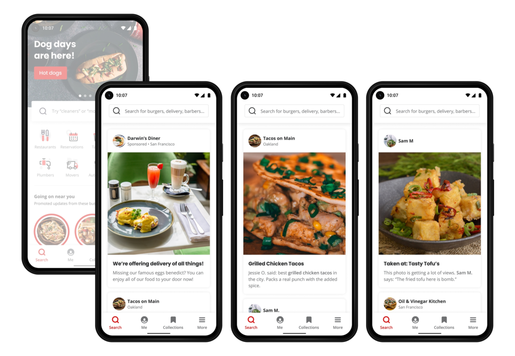 Yelp updates its Android app with a redesigned home feed and map-based search