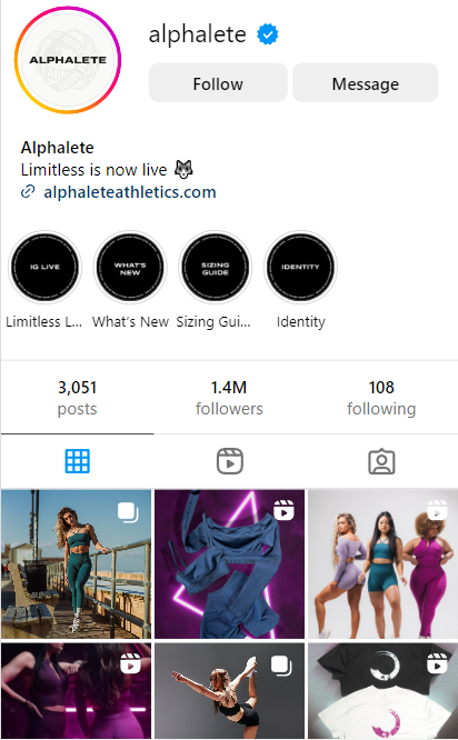 Alphalete boasts of 1.4M Instagram followers