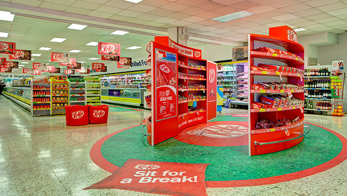 Kit Kat is present across all the major supermarket chains of the world