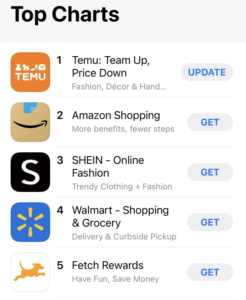 Temu is topping the charts in the US