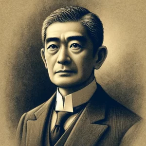 A portrait of Namihei Odaira, the founder of Hitachi