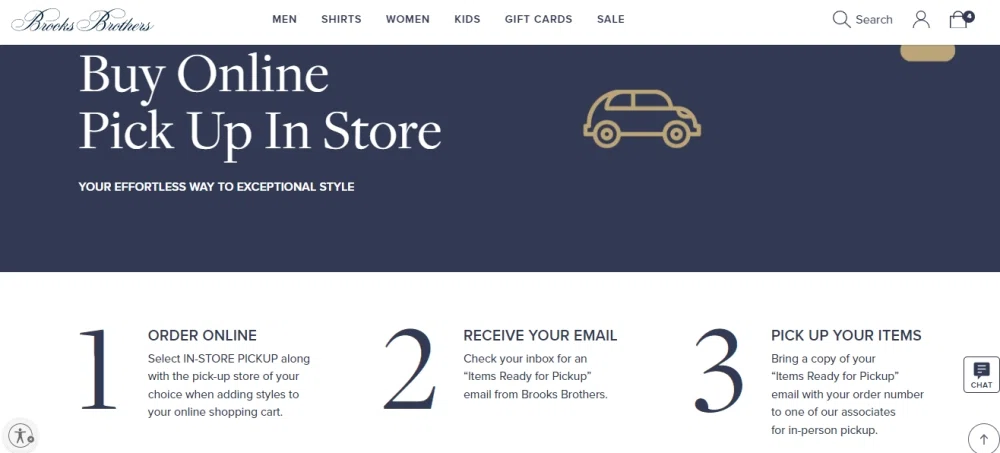 Brooks Brothers have in-store pickup