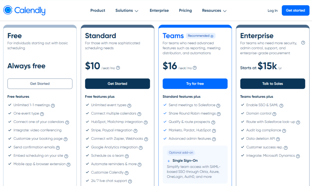 Calendly Tiered Pricing