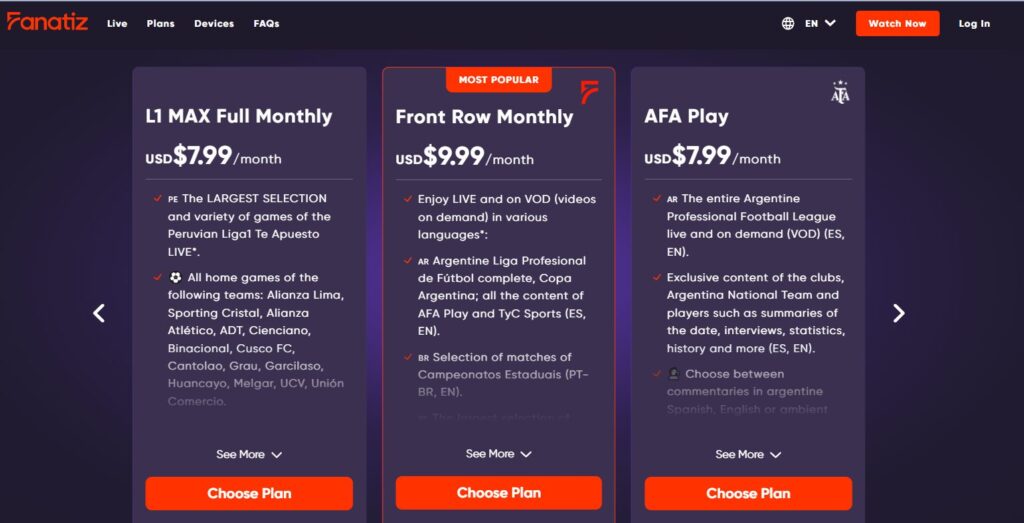 Fanatiz Subscription Plans