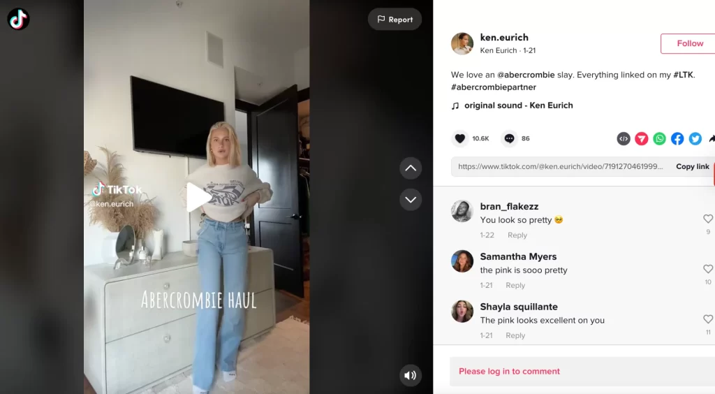 A&F's Collaboration with Ken Eurich on TikTok give the brand a vital boost in visibility