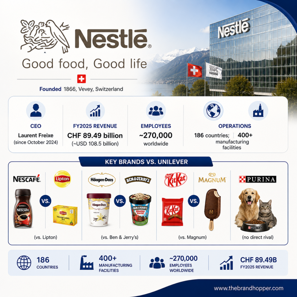 Nestle at a Glance as a competitor of Unilever