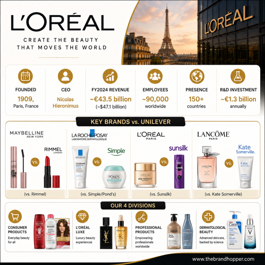 L'Oreal at a Glance as a competitor of Unilever