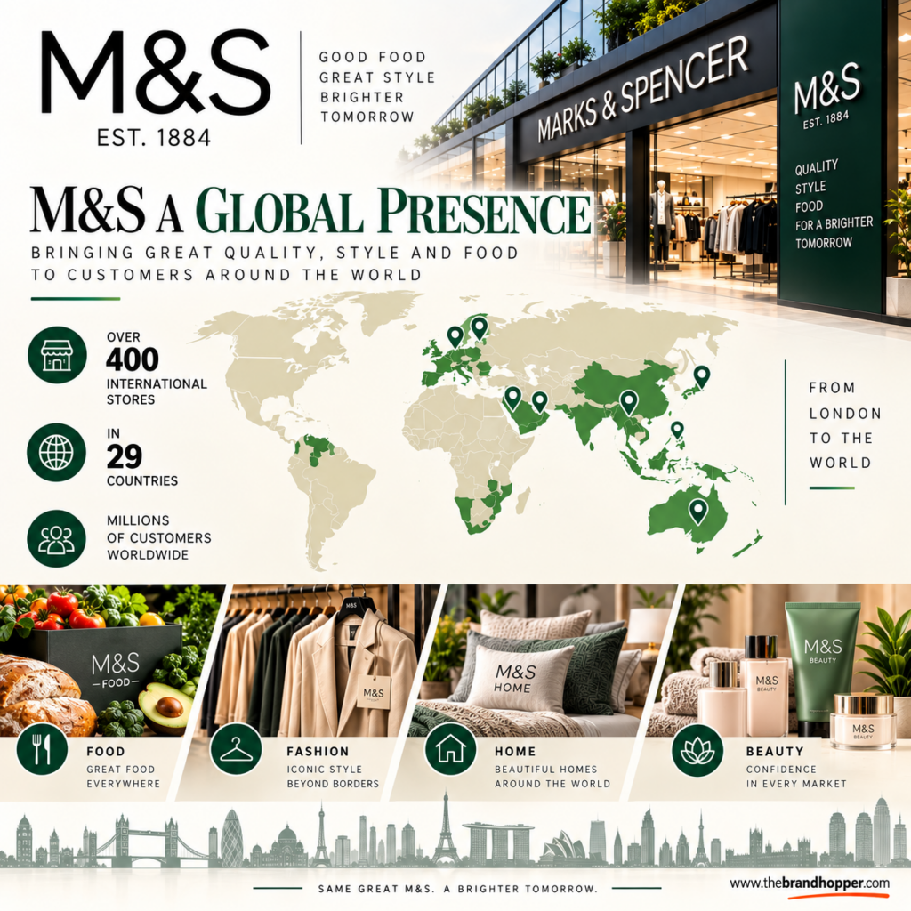 M&S international store presence — franchise model across 29 countries