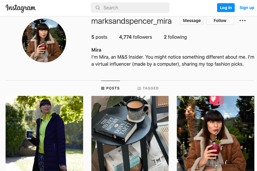 M&S launched virtual influencer Mira