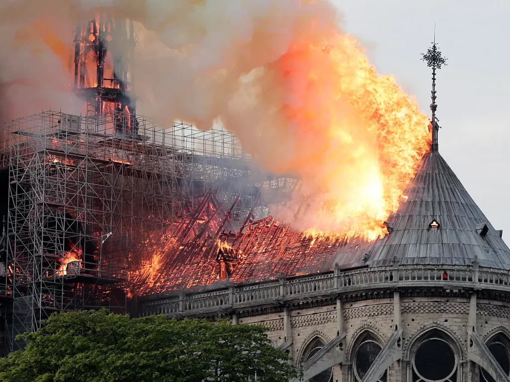 The fire at Notre Dame Cathedral on 15 April 2019