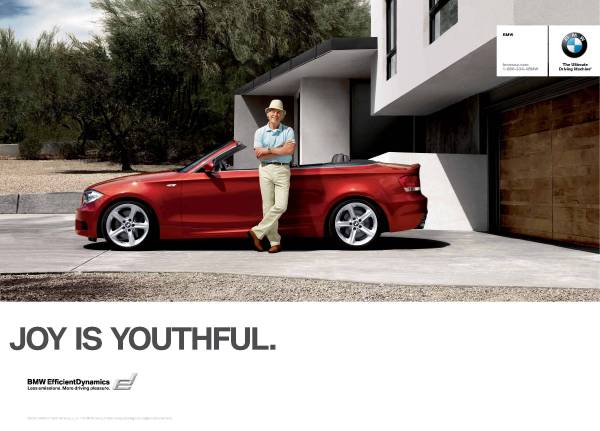A print still from BMW's 'Joy' campaign