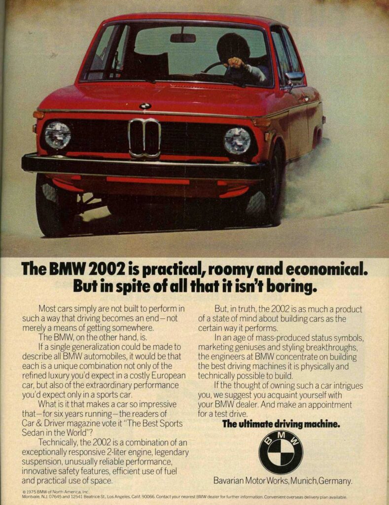 BMW Ultimate Driving Machine 1980s print advertisement