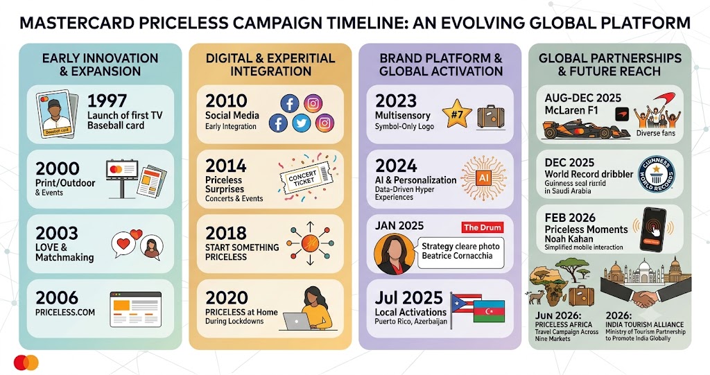 Mastercard's Priceless campaign timeline