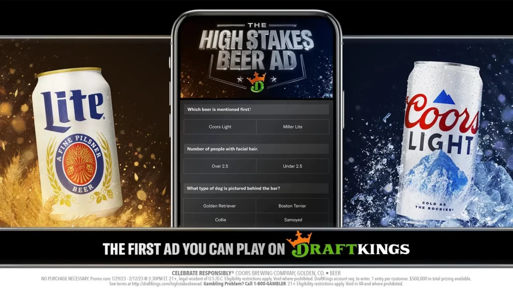 Molson Coors Super Bowl Ad With DraftKings Allows Fans To Participate In Contest To Predict Ad Content