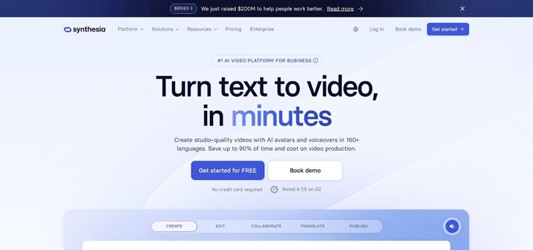 Synthesia AI video generator interface screenshot