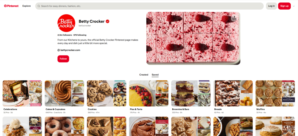 Betty Crocker Pinterest Profile