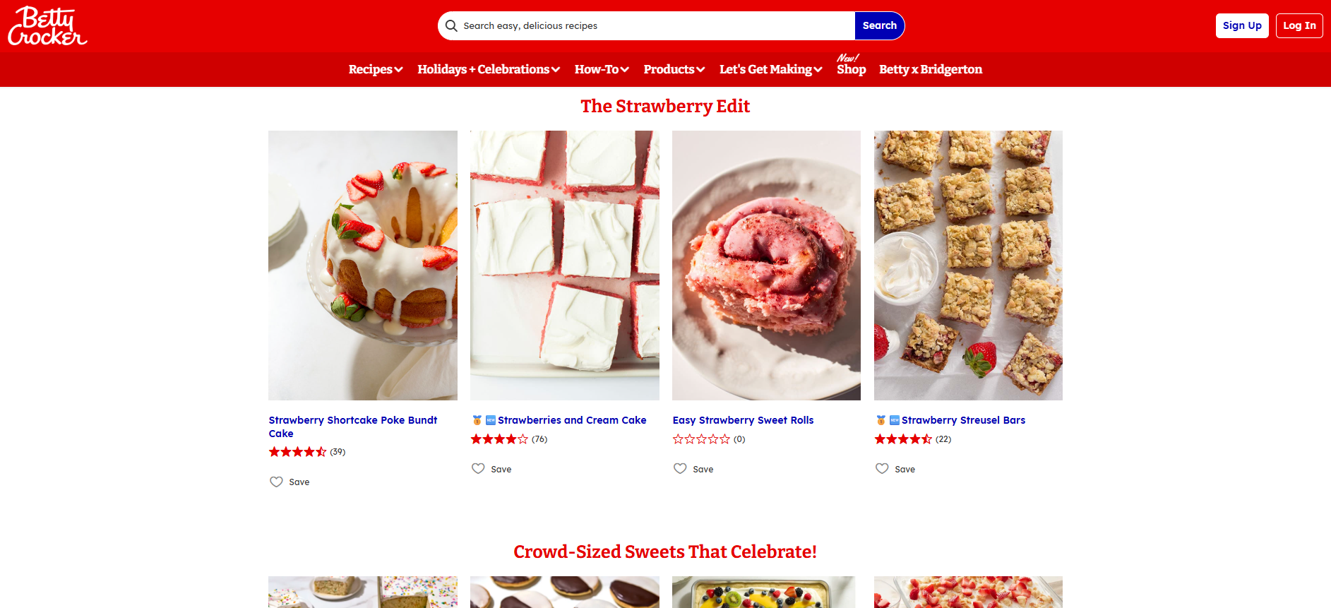 Betty Crocker's Website Screenshot