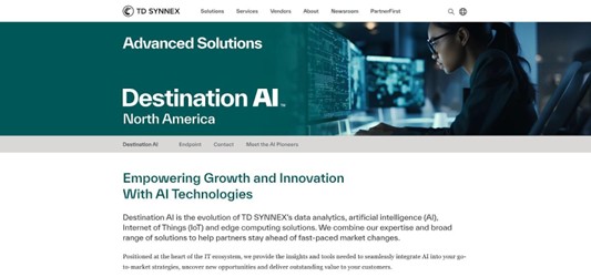 TD SYNNEX Destination AI program webpage screenshot
