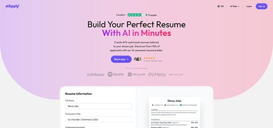AIApply AI Resume Builder and Auto-Apply Dashboard Screenshot