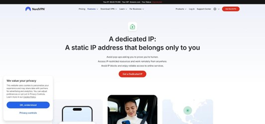 NordVPN dedicated static IP feature page screenshot