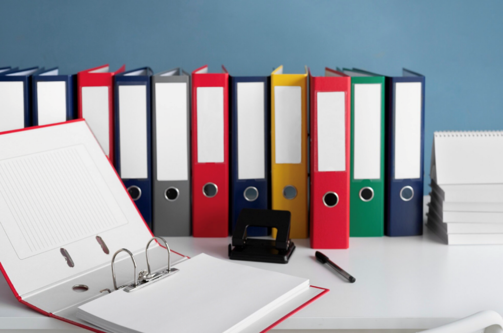 Ring binder used for stored documents