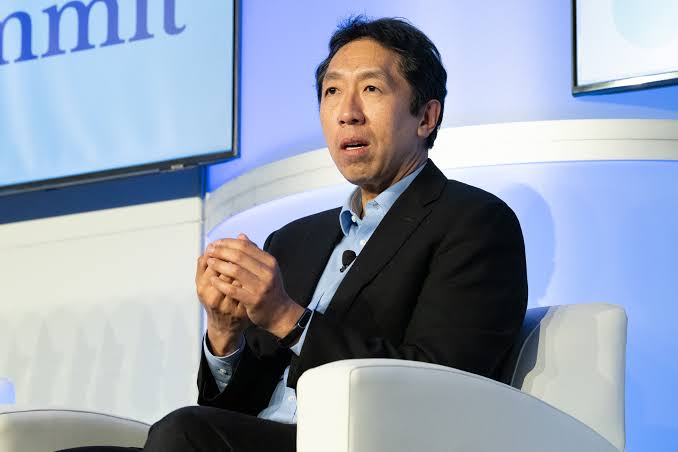 Andrew Ng speaking at an AI industry conference