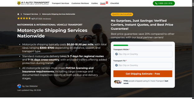 Auto Transport Motorcycle Shipping
