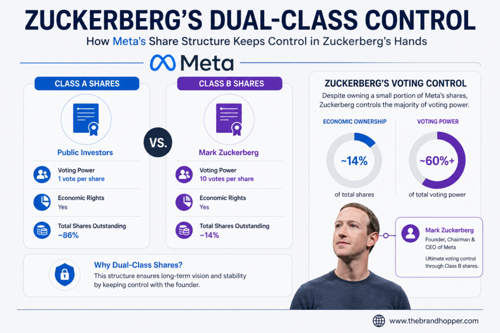 Meta's dual-class share structure and Zuckerberg's voting control