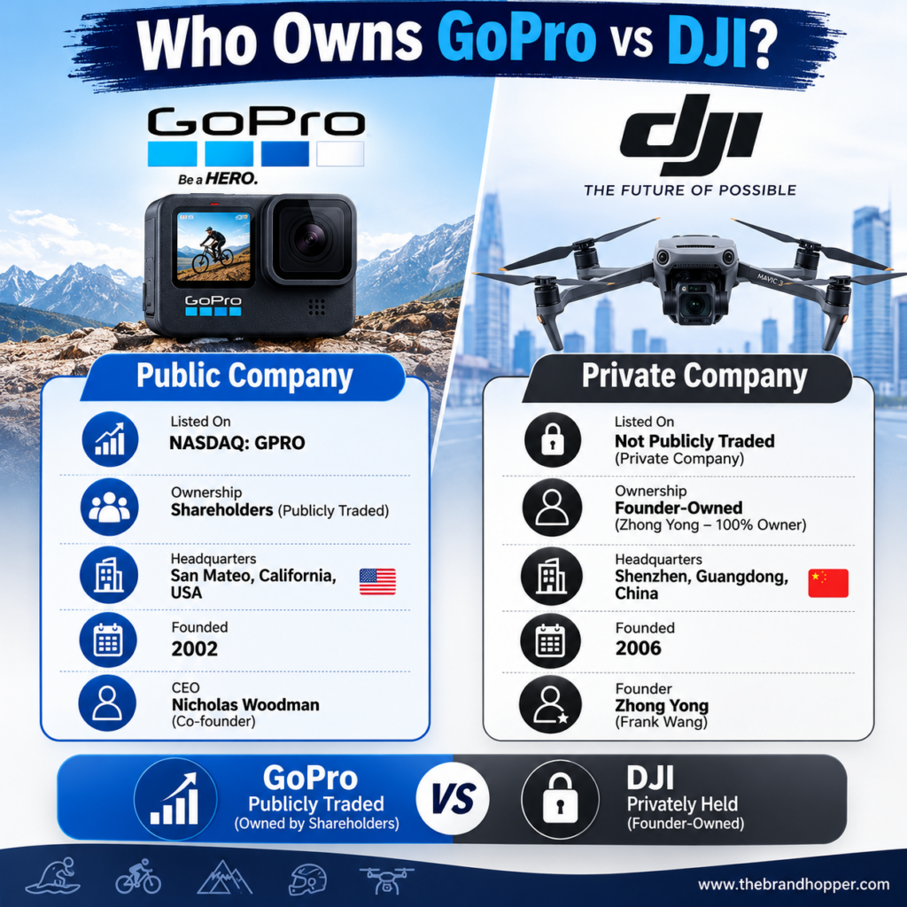 GoPro public company vs DJI private ownership structure