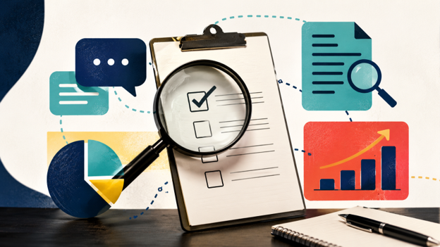 Research checklist with charts
