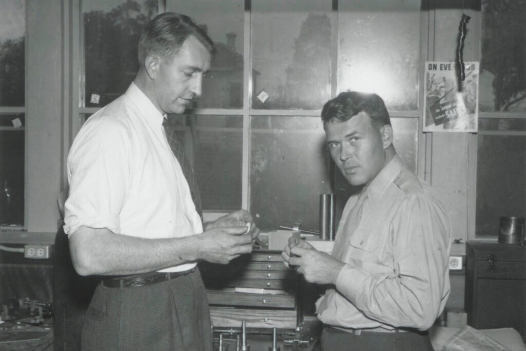Archival photo of Bill Hewlett and Dave Packard together