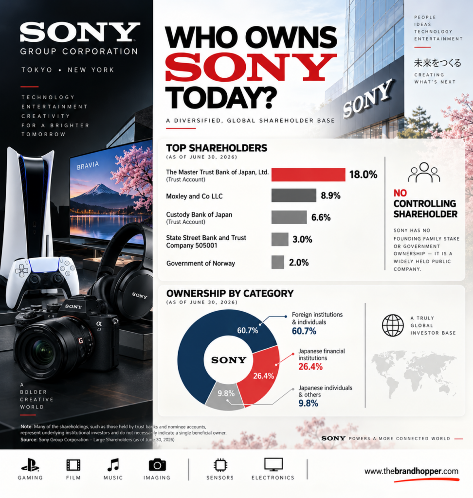 Sony's major shareholders and ownership percentages
