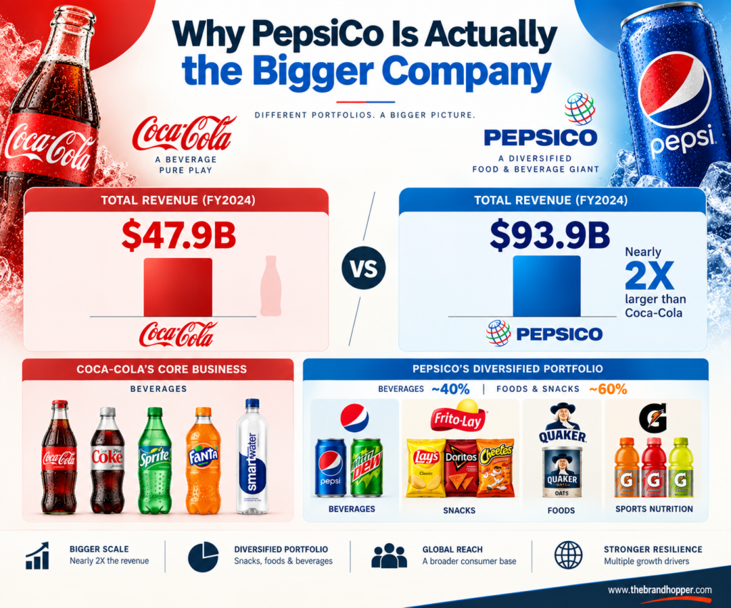 PepsiCo's snack and food brand portfolio v/s Coca Cola's Beverages Business