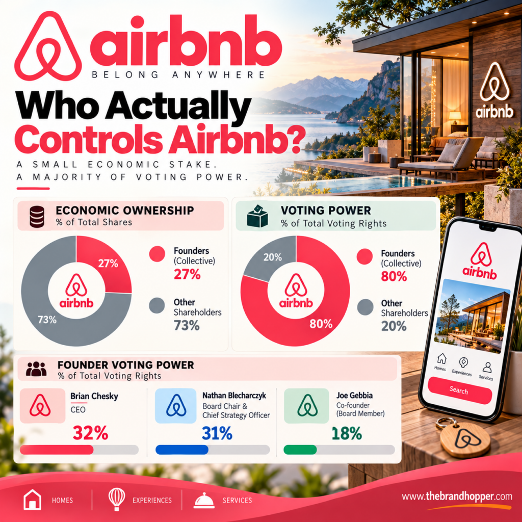 Airbnb founder voting power vs ownership